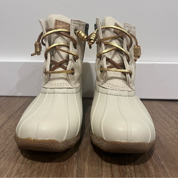 Sperry Duck Boots Cream and Gold Womens Size 6 - Picture 5 of 12